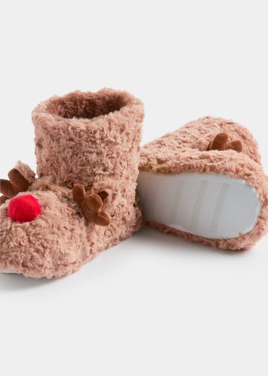 Brown Reindeer Christmas Boots