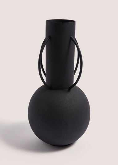 Black Metal Vase (15cm x 15cm x 29.5cm)