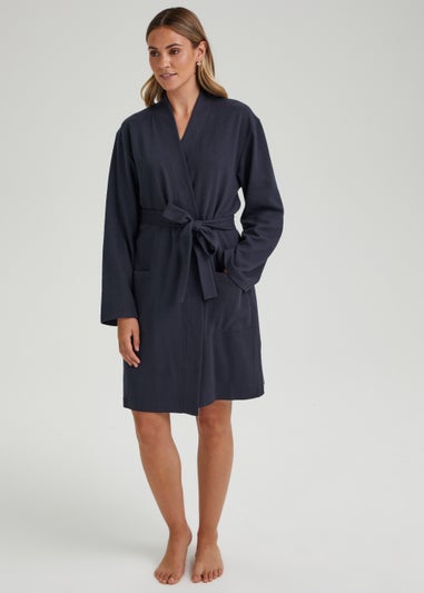 Navy Waffle Dressing Gown