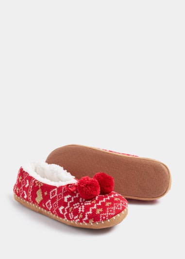 Red Fair Isle Slippers