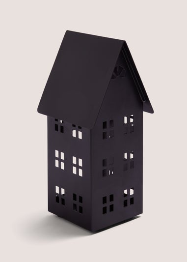 Black Medium House Lantern (25.5cm x 10.5cm x 10.5cm)