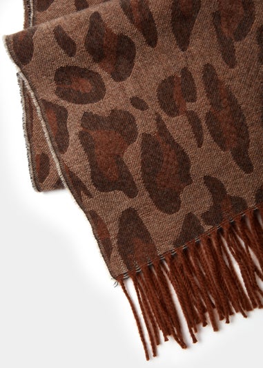 Brown Leopard Print Scarf