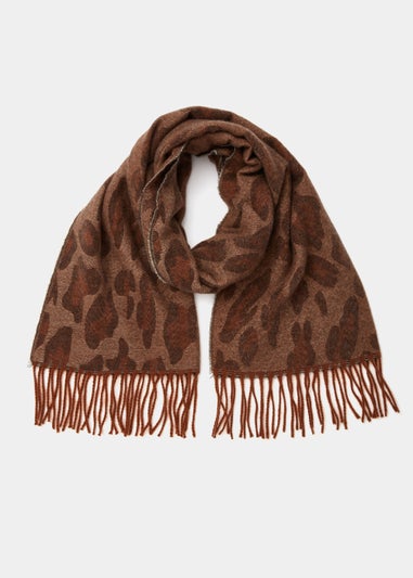 Brown Leopard Print Scarf