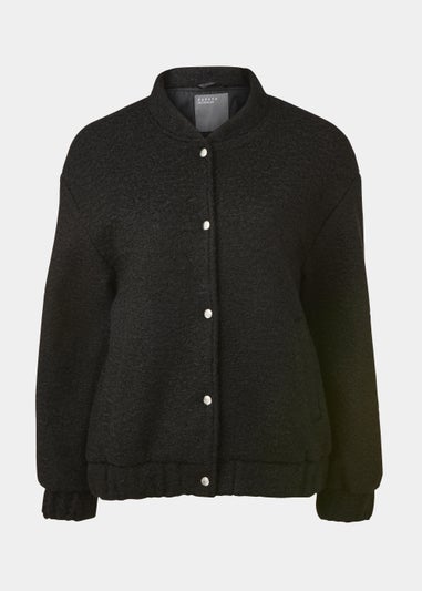 Black Boucle Bomber Jacket