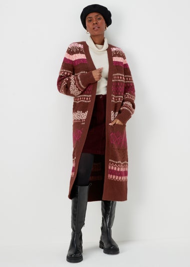 Multicoloured Pattern Longline Cardigan