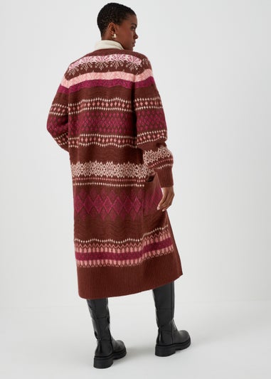 Multicoloured Pattern Longline Cardigan