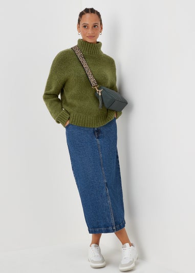 Khaki Roll Neck Jumper