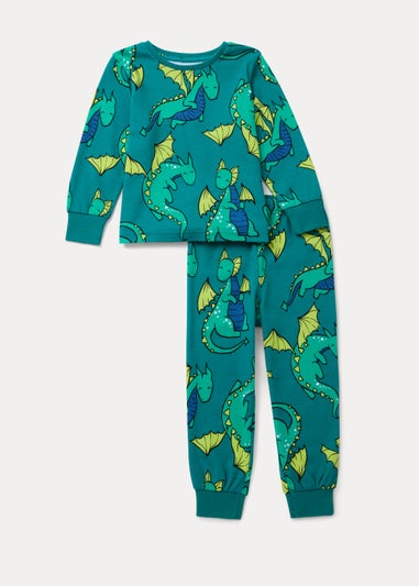 Boys Green Dragon Oversized Pyjama Set (9mths-5yrs)