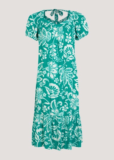 Turquoise Floral Print Dress