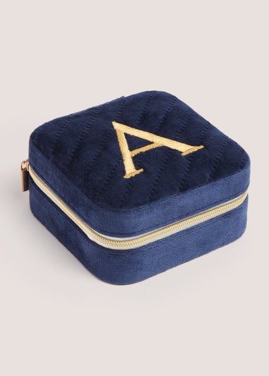 Navy Alphabet Jewellery Box (9.5cm x 9.5cm x 4.5cm)