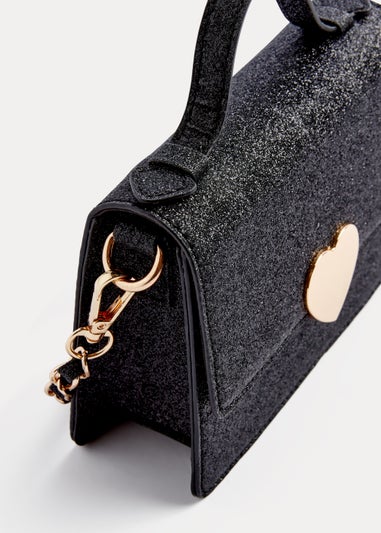 Girls Black Glitter Heat Cross Body Bag