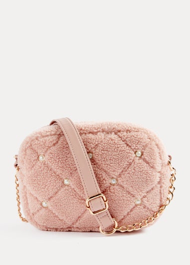 Girls Pink Borg Pearl Camera Bag