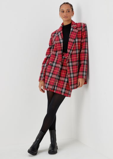 Red Check A-Line Mini Skirt