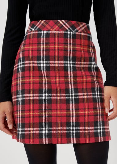 Red Check A-Line Mini Skirt