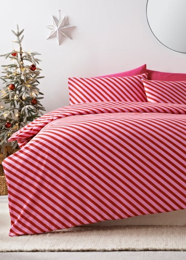 Red Candy Stripe Duvet Cover