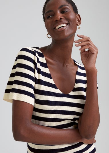 Et Vous Navy Stripe Knitted T-Shirt