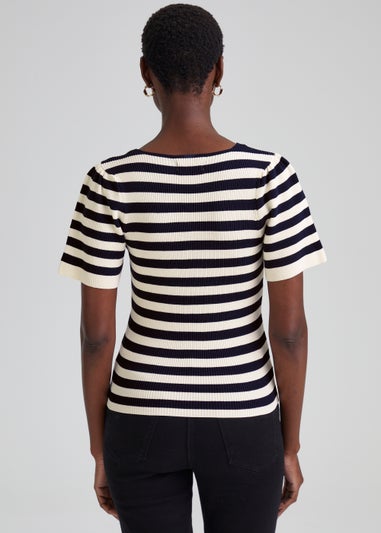 Et Vous Navy Stripe Knitted T-Shirt