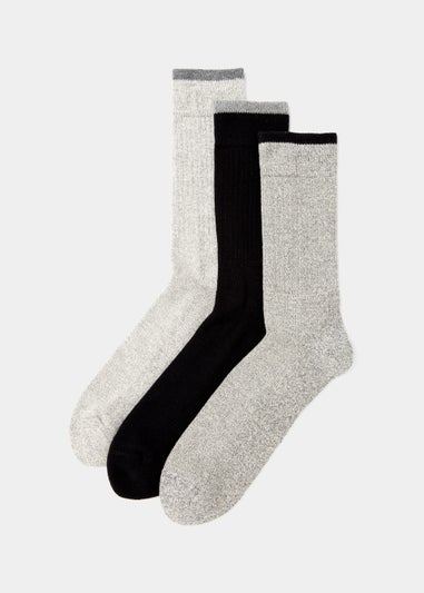 3 Pack Black Marvel Print Embroidered Socks - Matalan