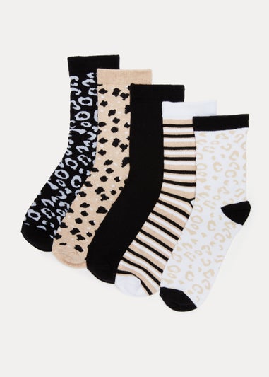 5 Pack Leopard Print Socks