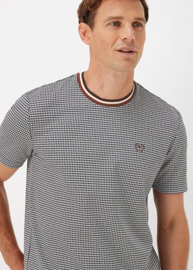 Black & White Jacquard Gingham Print Smart T-Shirt