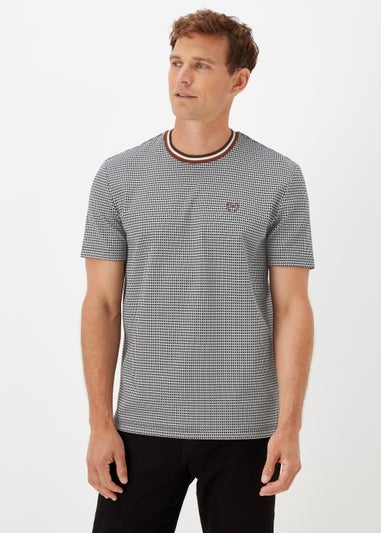 Black & White Jacquard Gingham Print Smart T-Shirt