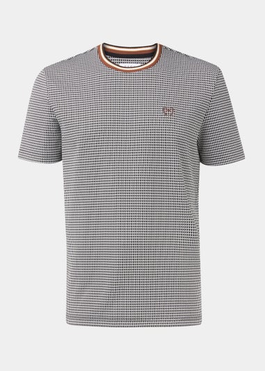Black & White Jacquard Gingham Print Smart T-Shirt