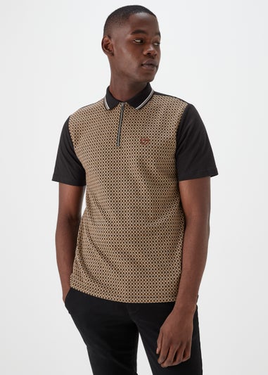 Stone Jacquard Print Smart Polo Shirt