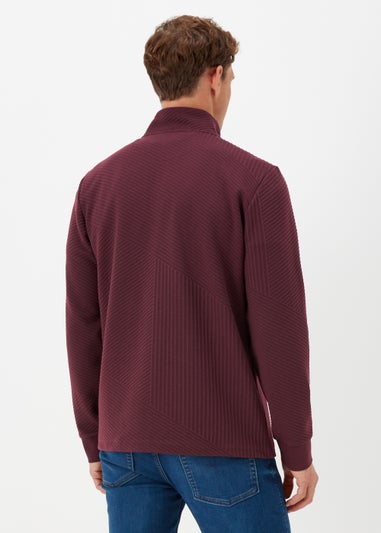 Burgundy Textured Half Zip Sweatshirt