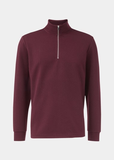 Burgundy Textured Half Zip Sweatshirt