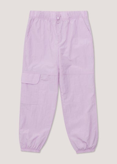 Girls Lilac Parachute Cargo Trousers (4-15yrs)