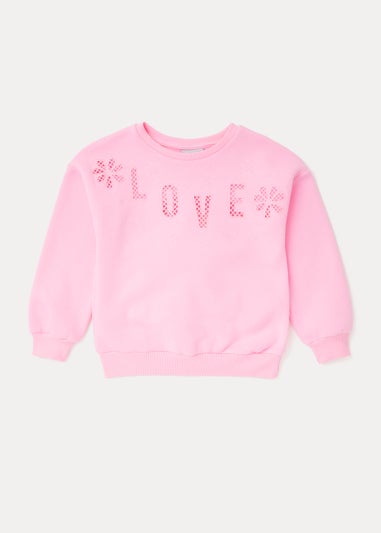 Girls Pink Love Sweatshirt (4-13yrs)