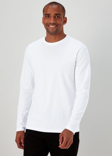 White Essential Crew Neck Long Sleeve T-Shirt