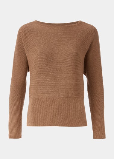Et Vous Gold Metallic Batwing Knit Jumper