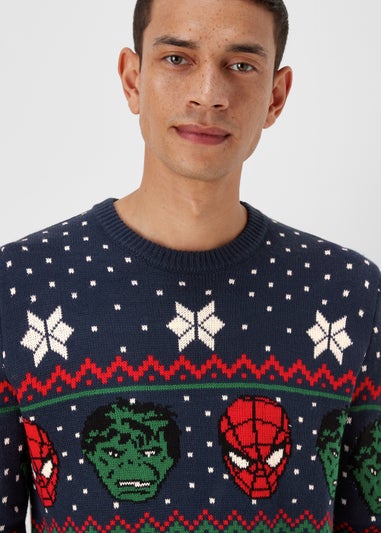 Navy Marvel Christmas Jumper