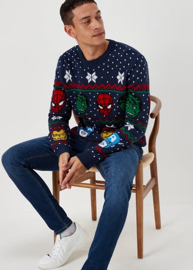 Navy Marvel Christmas Jumper