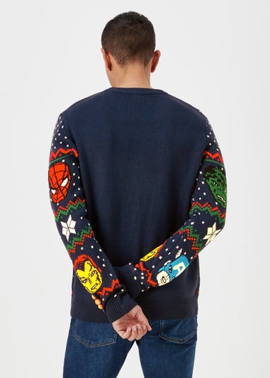 Navy Marvel Christmas Jumper