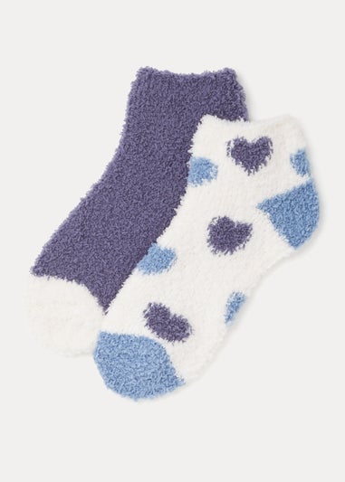 2 Pack Navy Heart Print Socks