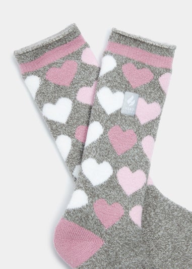 Heat Holders Pink Heart Thermal Socks