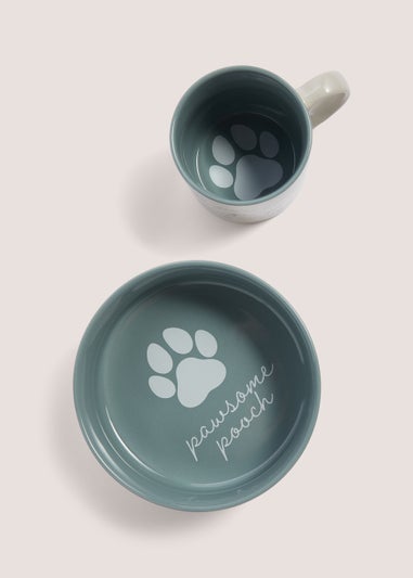 Green Human Mug & Dog Bowl Set (34cm x 19cm x 9cm)