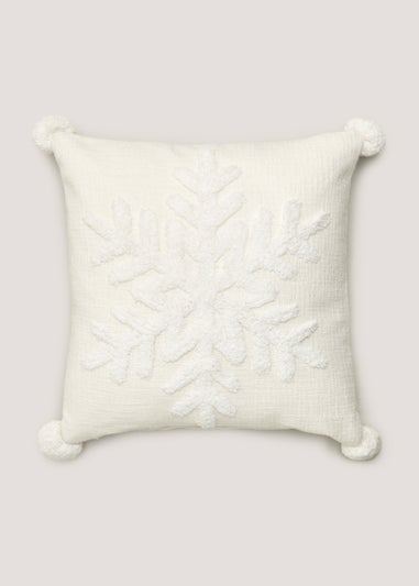 White Tufted Snowflake Cushion (43cm x 43cm)