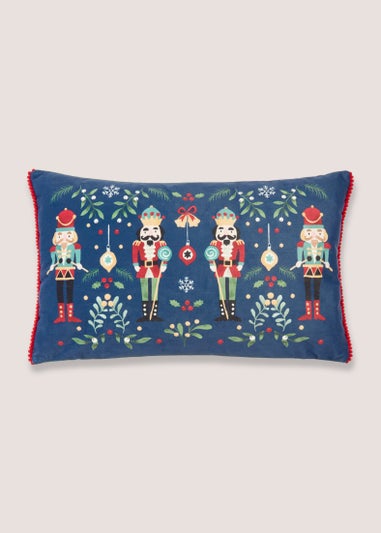 Blue Christmas Nutcracker Cushion (30cm x 50cm)