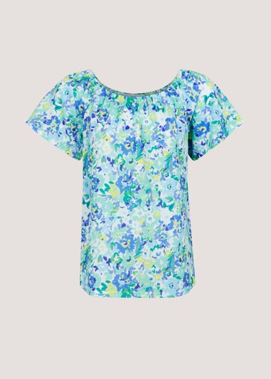 Multicoloured Floral Print Square Neck Top