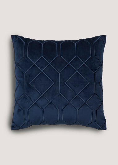 Navy Chunky Embroidery Cushion