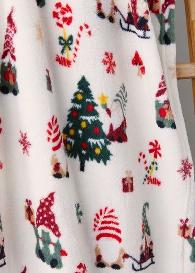 White Christmas Gonk Print Throw (150cm x 130cm)