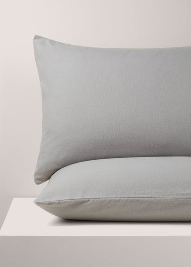 Grey Brushed Cotton Pillowcase Pair