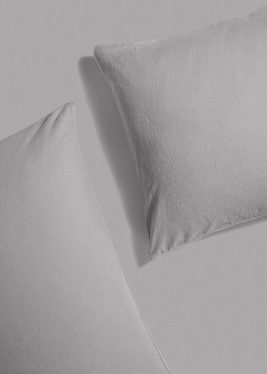 Grey Brushed Cotton Pillowcase Pair