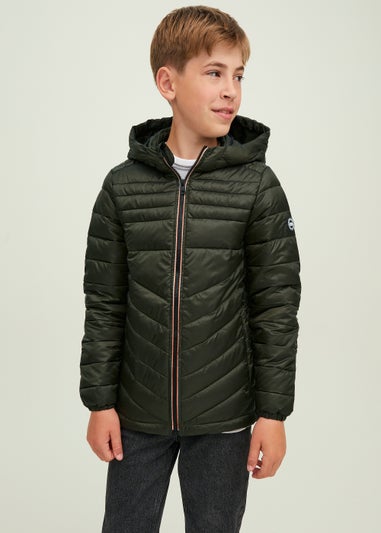 Jack & Jones Junior Green Hooded Puffer Jacket (6-16yrs)