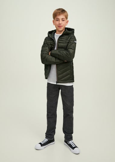 Jack & Jones Junior Green Hooded Puffer Jacket (6-16yrs)