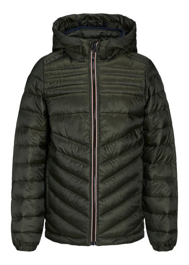 Jack & Jones Junior Green Hooded Puffer Jacket (6-16yrs)