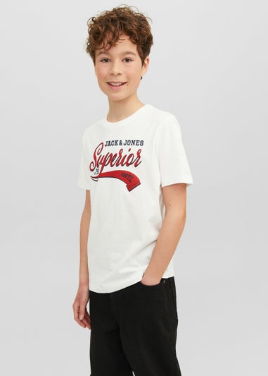 Jack & Jones Junior White Logo T-Shirt (6-16yrs)